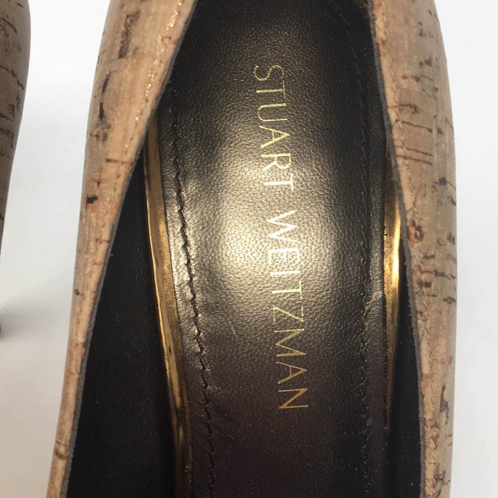 Stuart Weitzman Bronze Cork-Look Pumps - image 6
